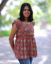 Peplum Floral Ruffle Top