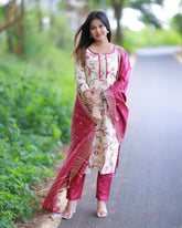 Maragatha Roja Kurti set with Dupatta