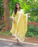 Yellow Elegance Kurti Top and Dupatta