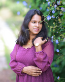 Plum Polka-Butta Tiered Midi Dress