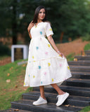 Suva Cotton Butterfly Embroidery Dress