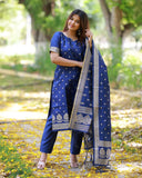 Suva Royal Blue Salwar Top and Bottom