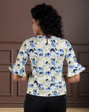 Elephant Print Cotton Short Top