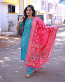 Suva Regal Blue Brocade Top and Bottom