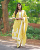 Yellow Elegance Kurti Top and Dupatta