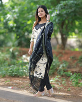 Ponmaalai Golden Kurti set with Dupatta