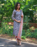 Saambal Geometric Kurthi Top and Dupatta