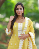 Yellow Elegance Kurti Top and Dupatta