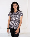 White Black Floral Causal Shirt