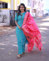 Suva Regal Blue Brocade Top and Bottom