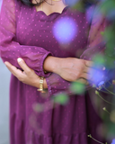 Plum Polka-Butta Tiered Midi Dress