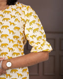 Yellow Cheetah Printed Short Top - Cotton