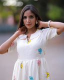 Suva Cotton Butterfly Embroidery Dress