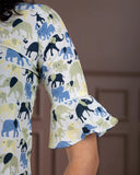 Elephant Print Cotton Short Top