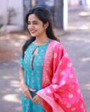 Suva Regal Blue Brocade Top and Bottom