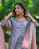 Saambal Geometric Kurthi Top and Dupatta