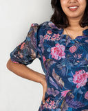 Blue Floral Shimmer Organza Kurti