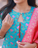 Suva Regal Blue Brocade Top and Bottom