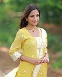 Yellow Elegance Kurti Top and Dupatta