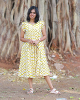 Manjal Malai Ruffle Midi Dress