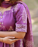 Lavender Grace Kurti Set with Dupatta
