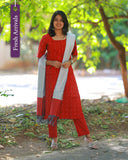 Sindoori Glow Red Kurti Set with Duppata