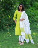 Manjal Visumbu Kurta set with Dupatta