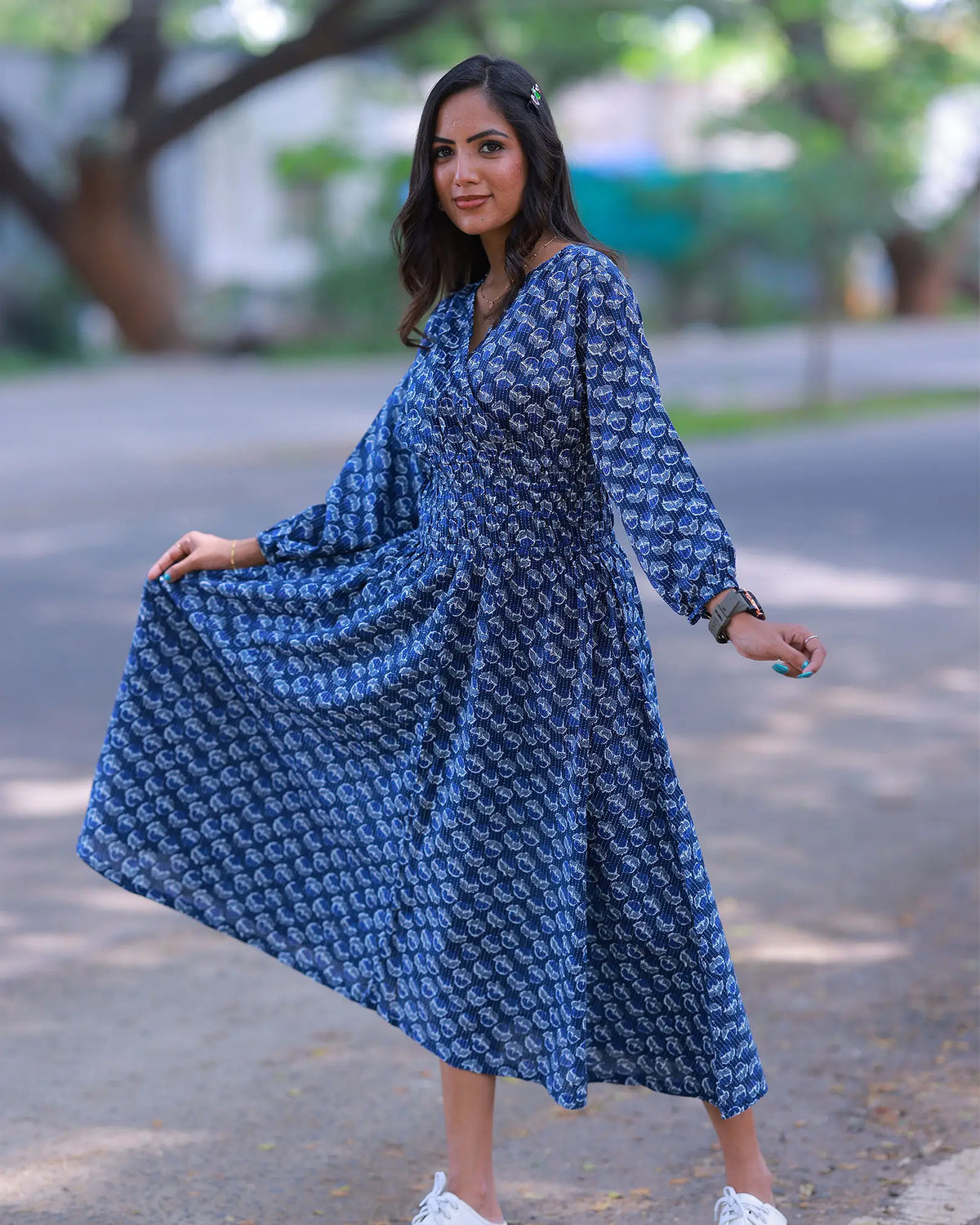 Indigo Breeze Midi Dress