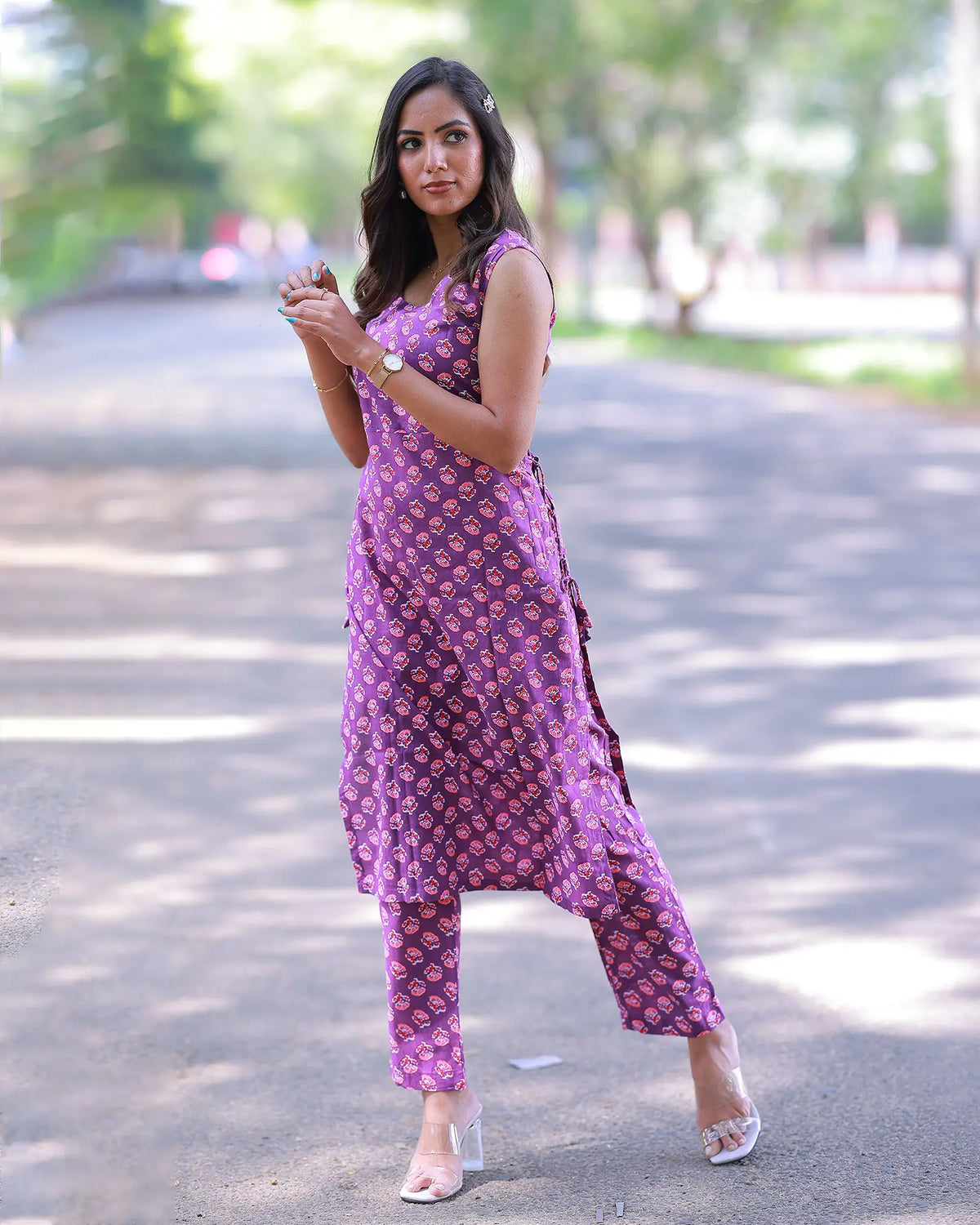 Sleevless Floral print Top and Bottom set