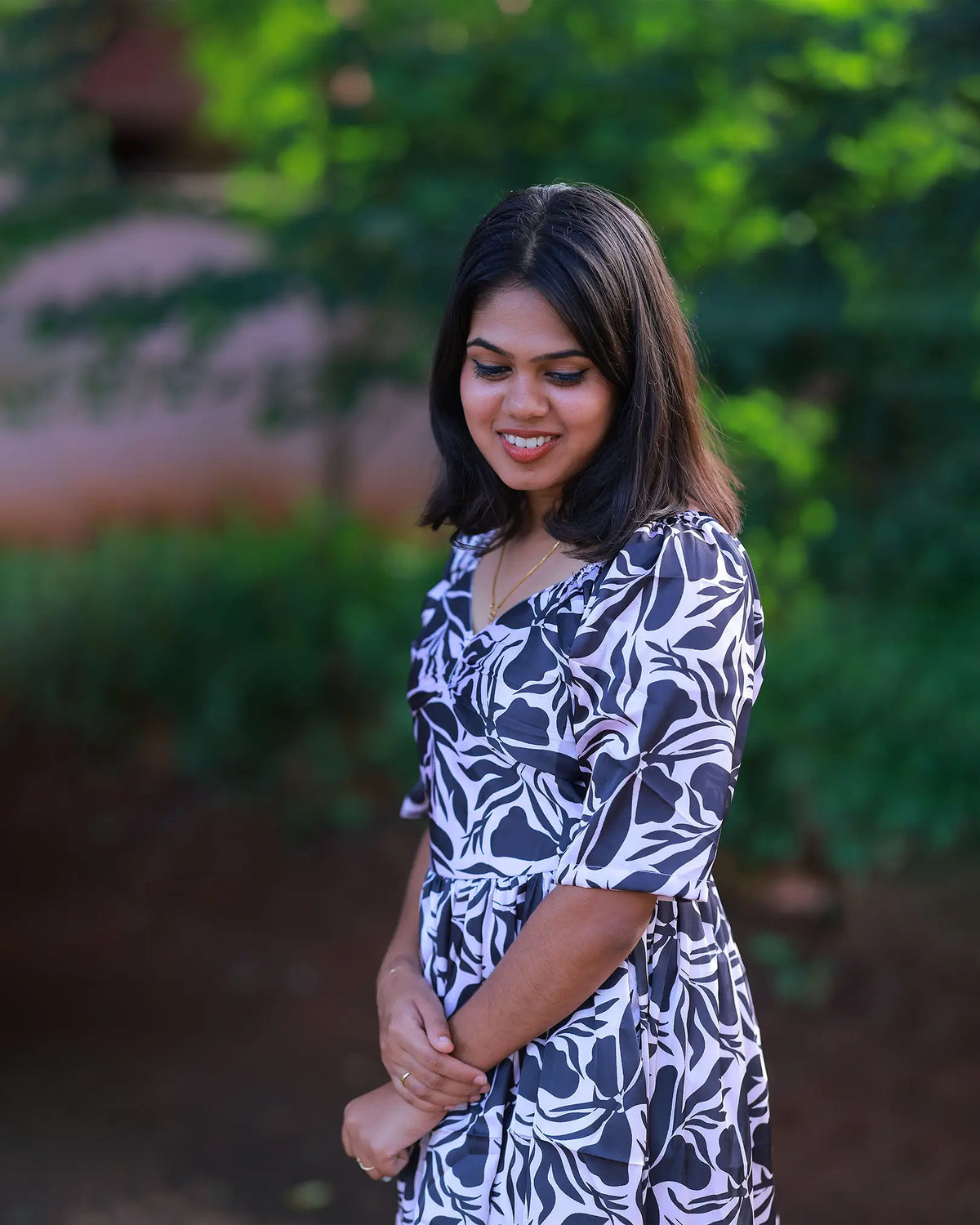 Abstract Print Midi Dress