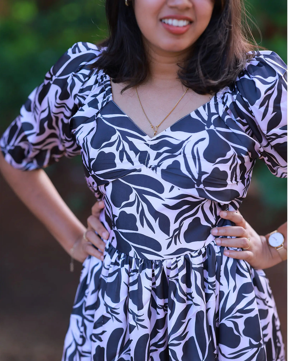 Abstract Print Midi Dress