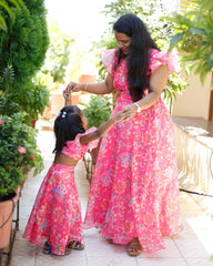 Pink Crop Top and Skirt