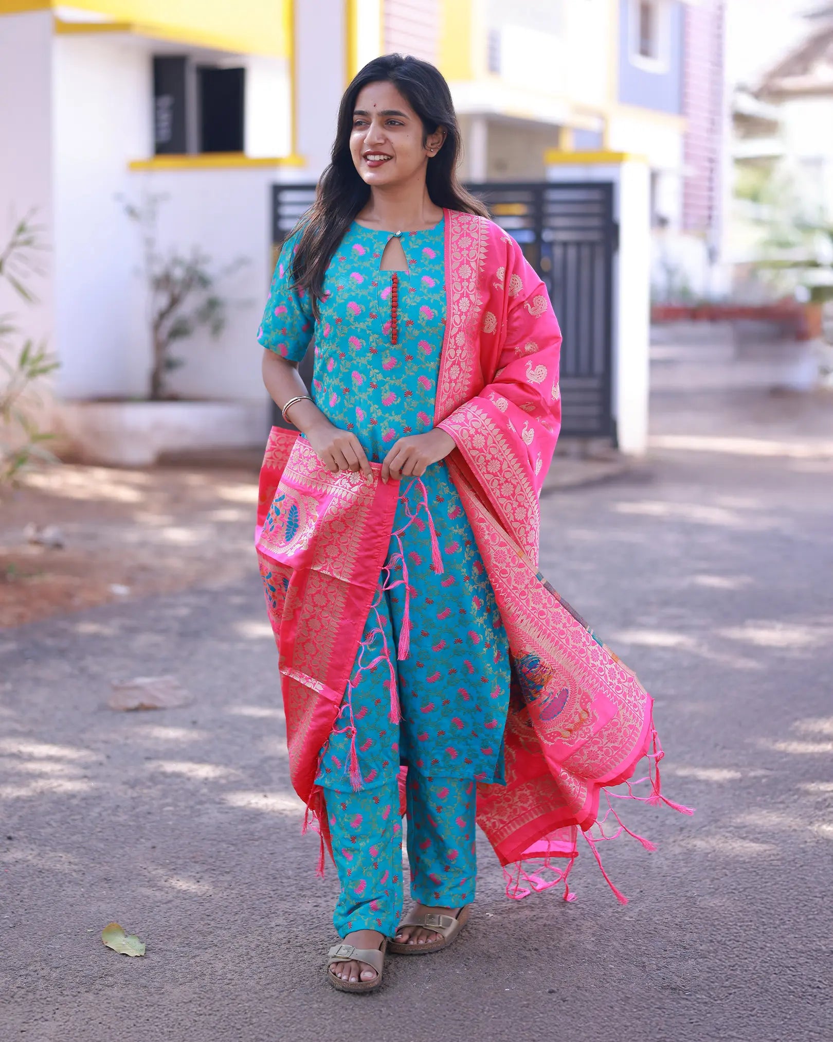 Suva Regal Blue Brocade Top and Bottom