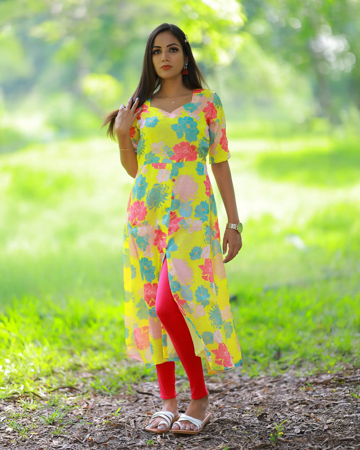 Sunlit Garden Floral Kurti