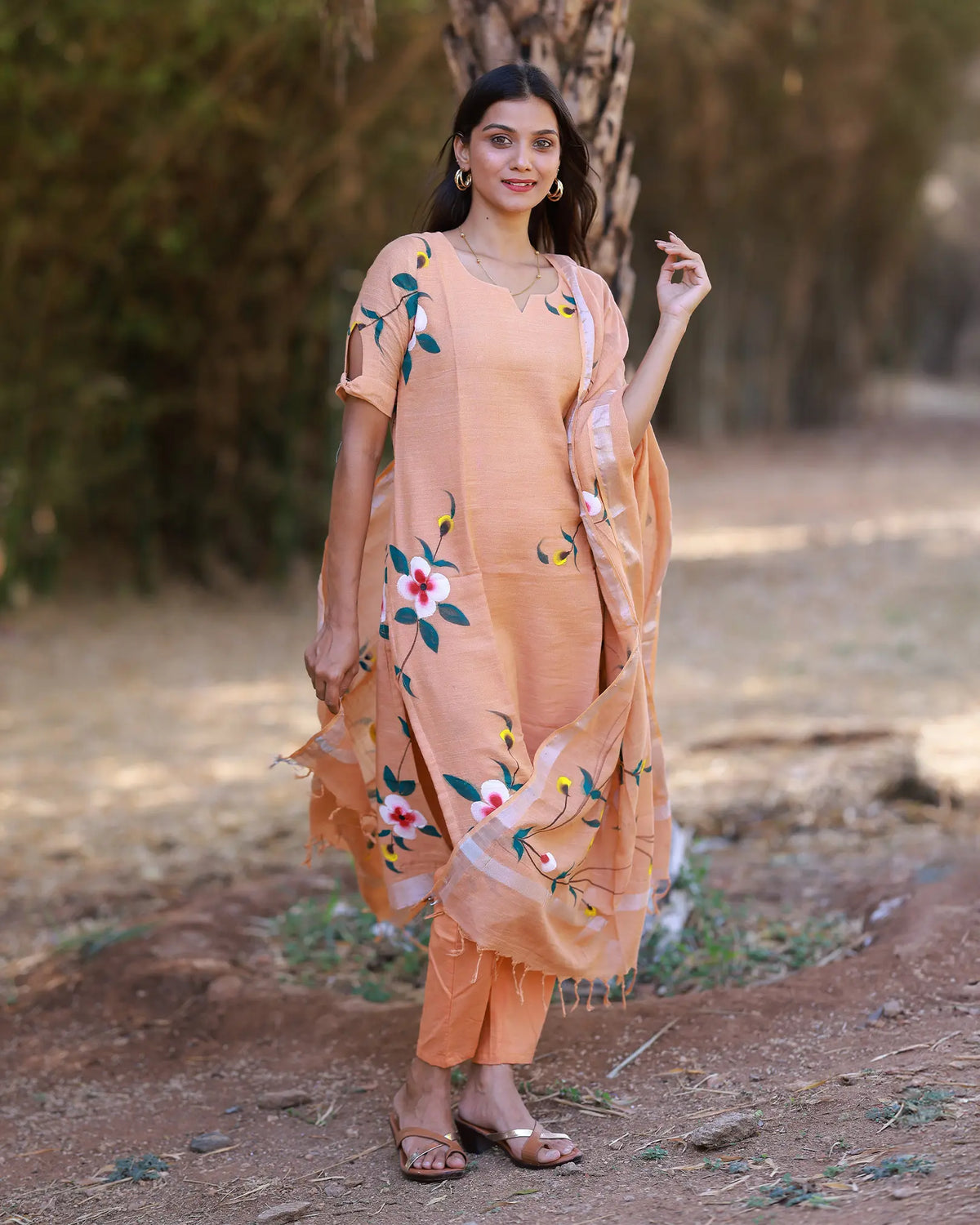 Suva Peach Garden Salwar Top and Bottom