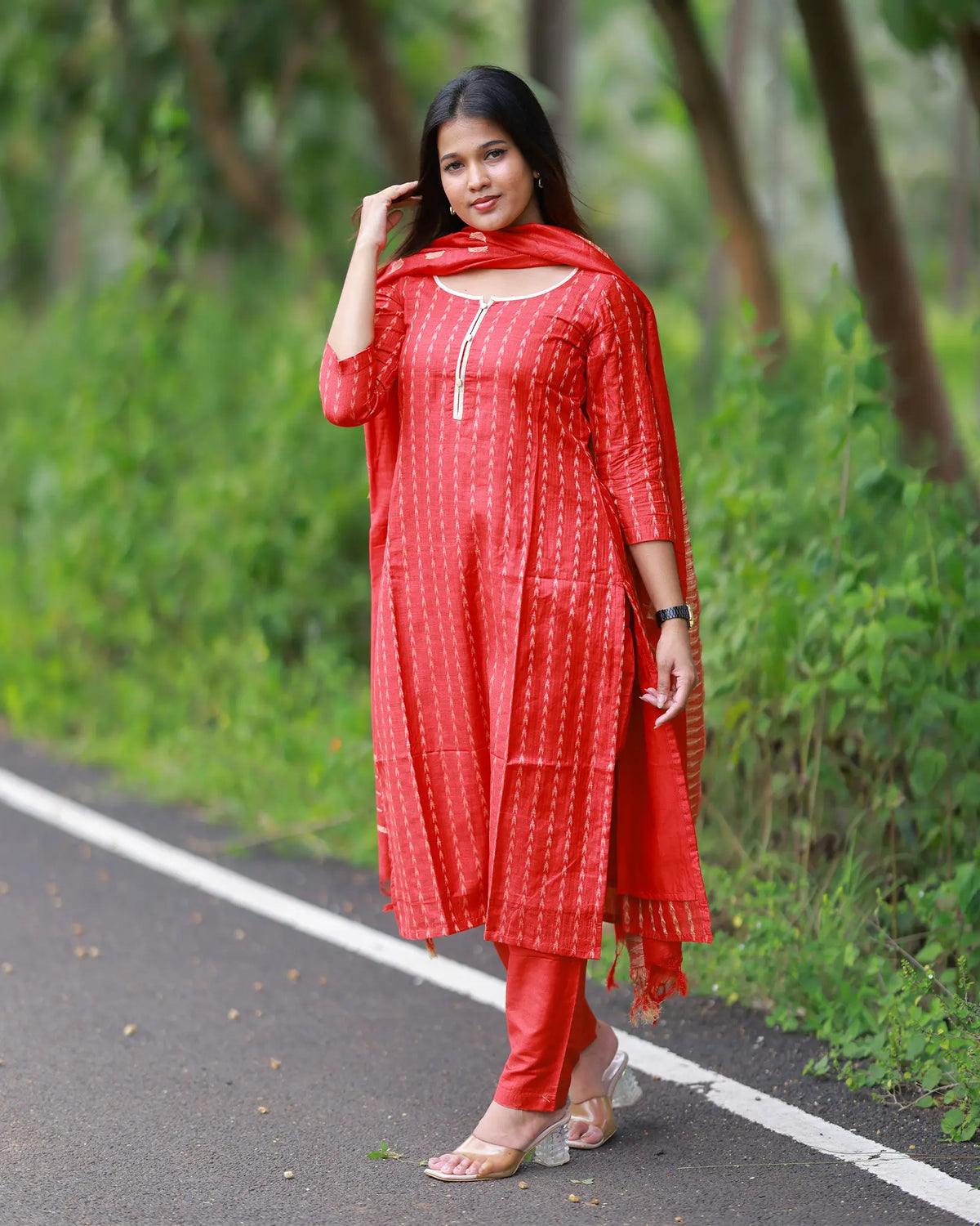 Mathiya Sembaruthi Kurti set with Dupatta