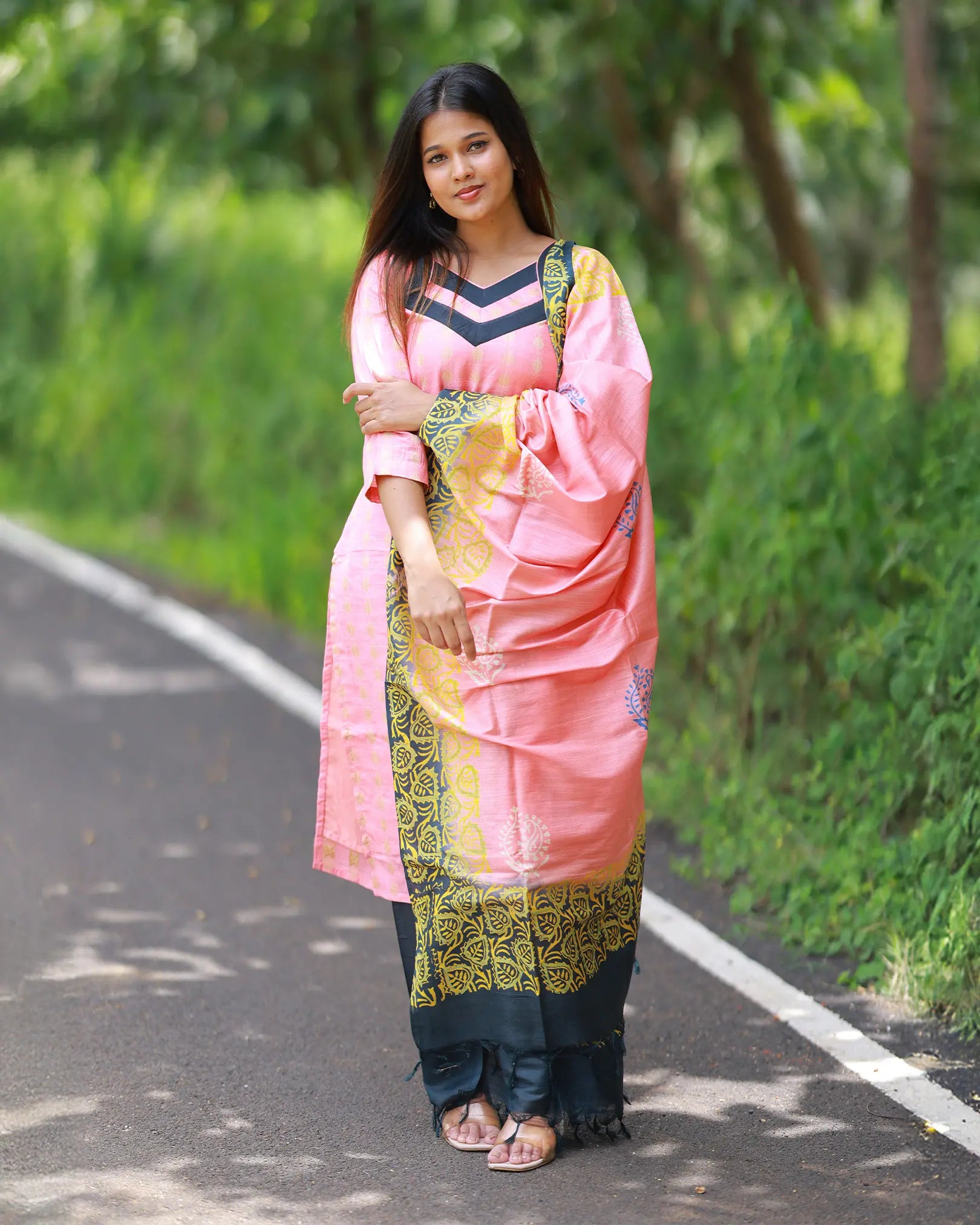 Sunrise Rose Kurti set with Dupatta