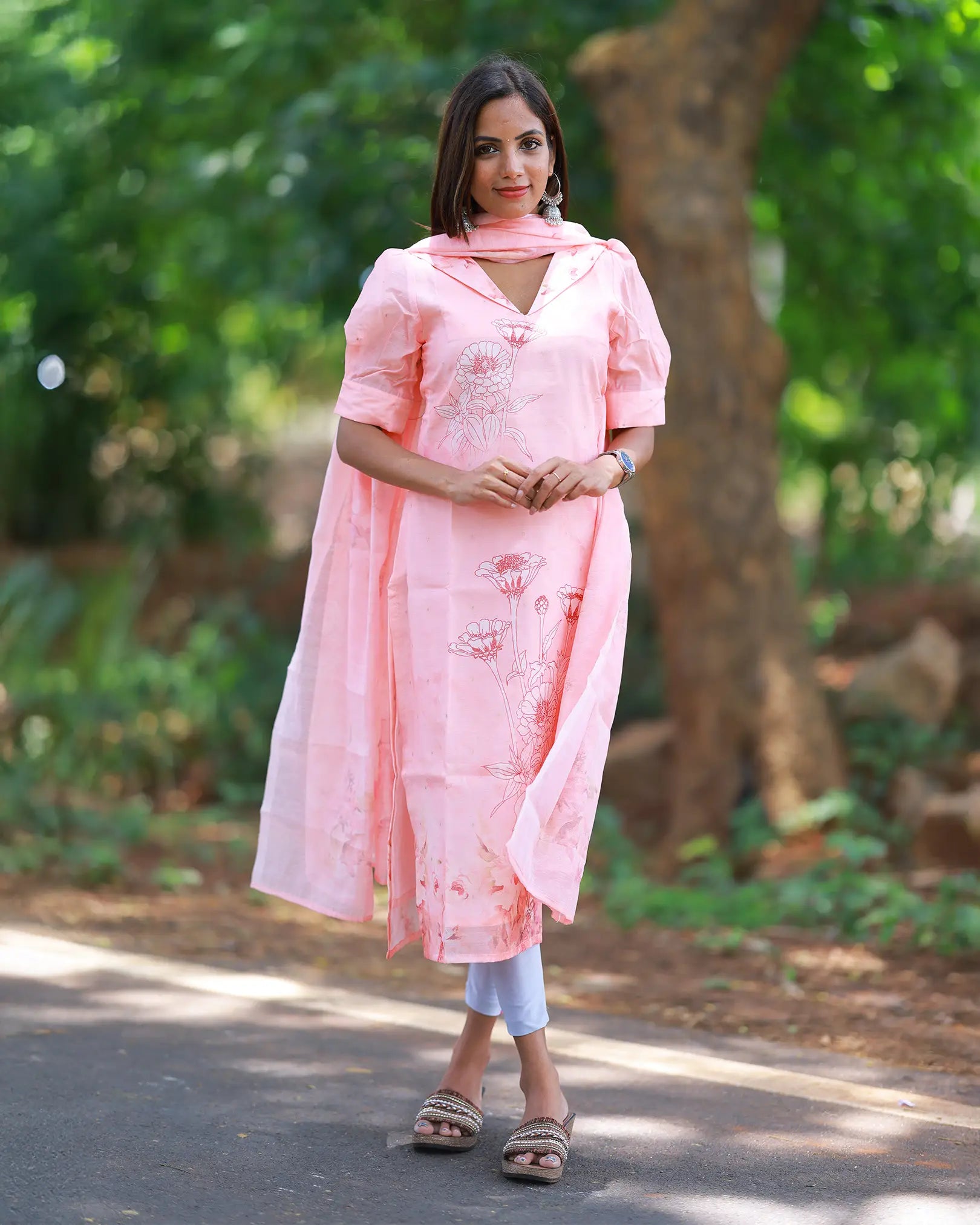 Light Pink Kurti  Top and Dupatta