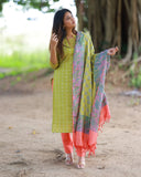 Maalai Oli Kurti set with Dupatta