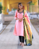 Sunrise Rose Kurti set with Dupatta