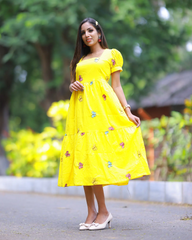 Sunny Bloom Embroidered Yellow Dress