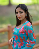 Aqua Bloom Flowy Kurti