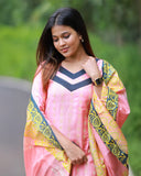 Sunrise Rose Kurti set with Dupatta