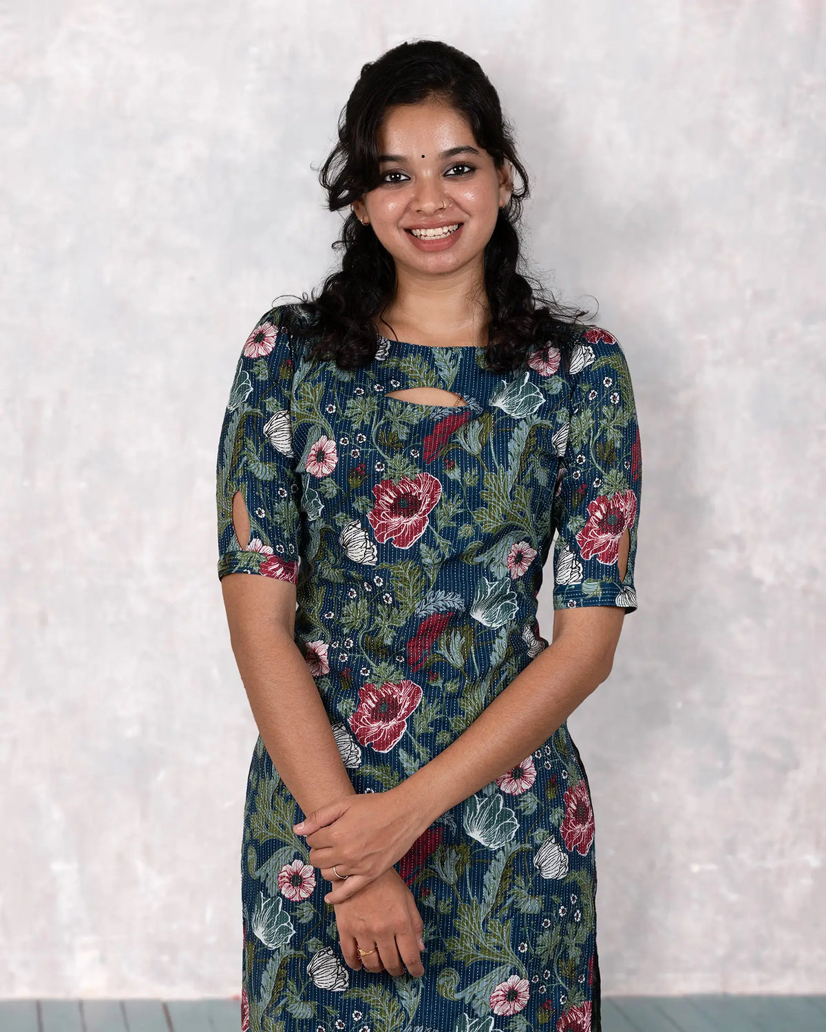 Green Red Floral Kurti