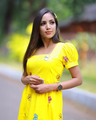 Sunny Bloom Embroidered Yellow Dress