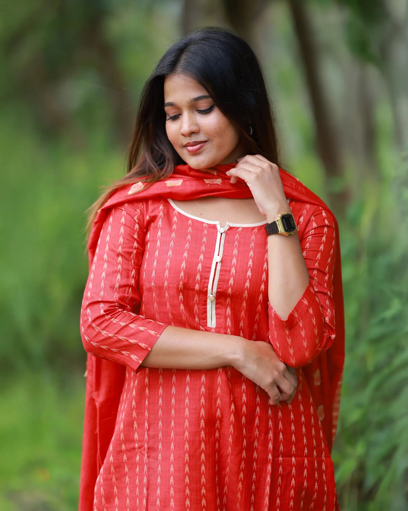 Mathiya Sembaruthi Kurti set with Dupatta