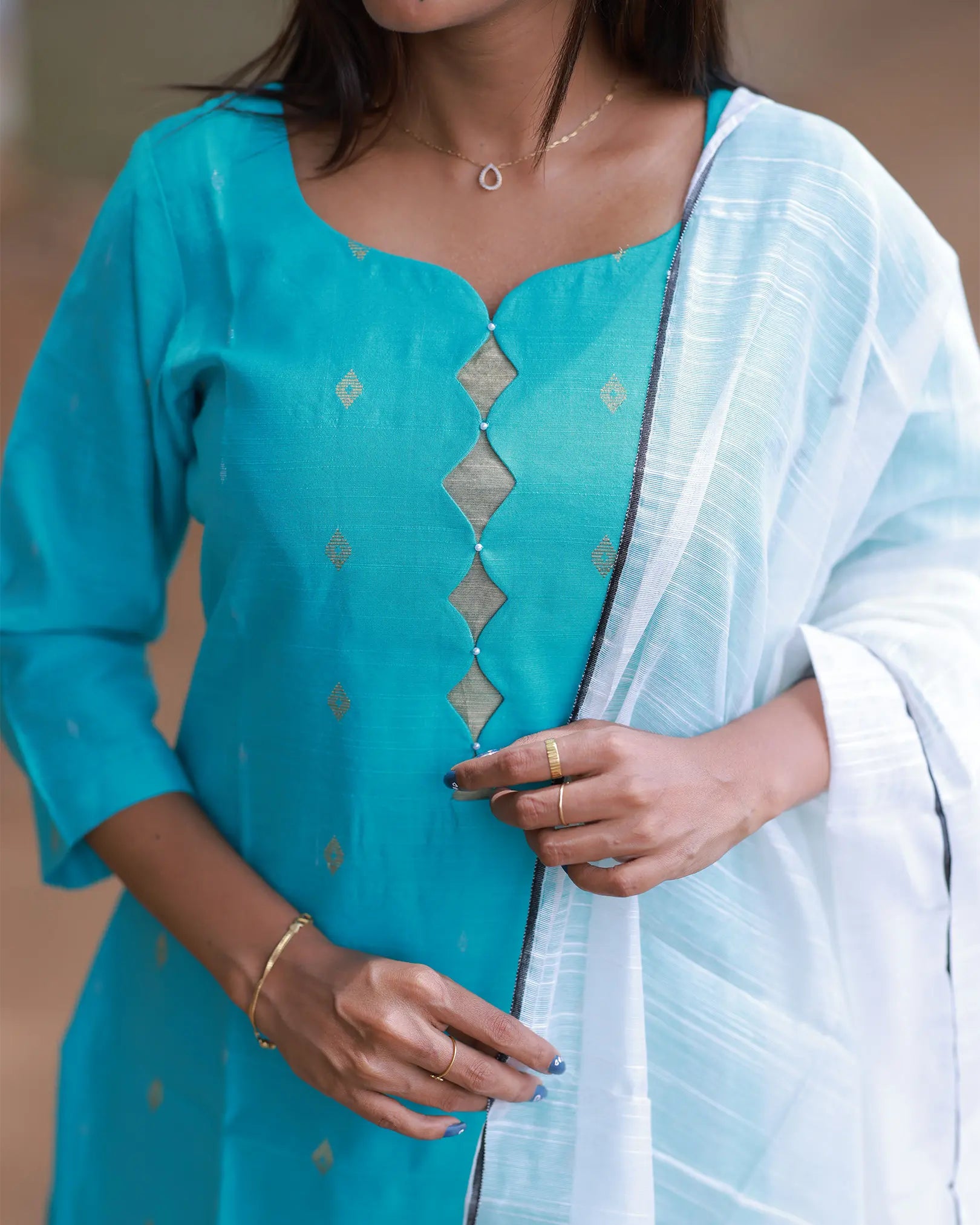 Mayil Neelam Kurti set with Dupatta