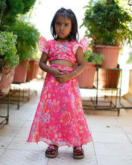 Pink Crop Top and Skirt