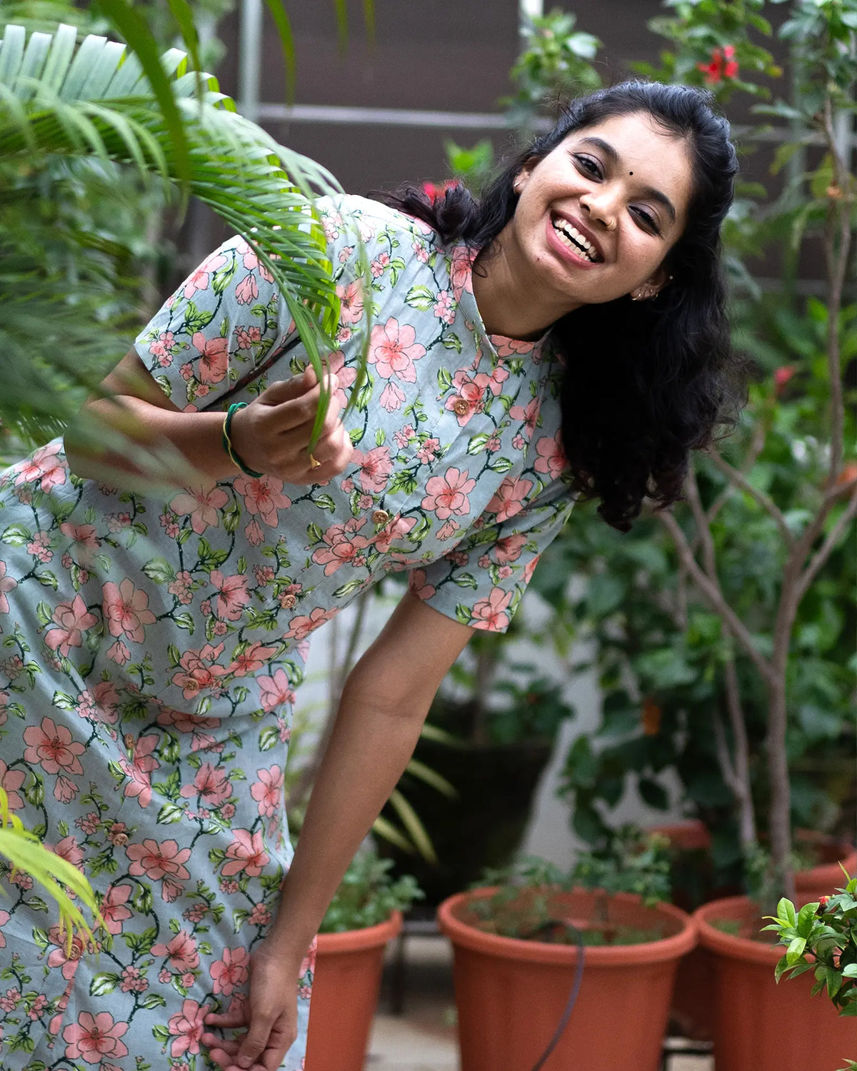 Green Floral Printed Top and Bottom