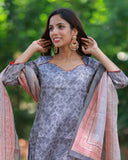 Saambal Geometric Kurthi Top and Dupatta